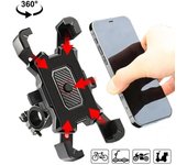 Soporte de teléfono para bicicleta eléctrica giratorio de 360° para iPhone, Xiaomi, soporte antideslizante para bicicleta de montaña, motocicleta y ciclismo negro