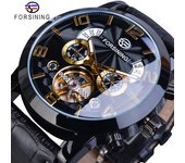 Reloj mecánico automático de lujo Forsining Tourbillon para hombre, diseño de ondas, pantalla de fecha, manecillas luminosas, reloj de pulsera resistente al agua y de moda blanco