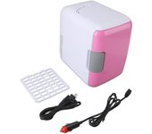 Mini refrigerador portátil de 4L con calefacción, refrigeración y bajo nivel de ruido, de una sola puerta, para uso en el coche. L color rosa