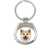 Akita, Akita Inu - geometric keychain with a photo and the inscription Art-Dog blanco