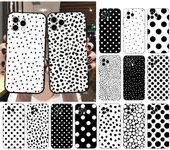 Funda de teléfono con estampado de leopardo y lunares blancos y negros para iPhone Samsung Galaxy Redmi Xiaomi Oppo OnePlus Note SA 7 8 9 10 11 12 13 14 20 21 22 23 53 54 Pro Ultra iPhone 6 or 6S