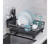 Estante para platos compacto, estante para secar platos multifuncional, estante para secar platos de cocina a prueba de herrumbre blanco