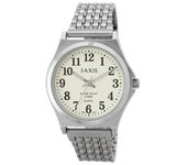 J-AXIS NAG52-S para hombre (Reloj de cuarzo para hombre con llama solar fácil de ver) Reloj redondo analógico de aleación plateada
