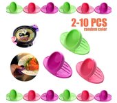 Guante de dedo con aislamiento térmico para platos de cocina, de silicona, para horno microondas, soporte antideslizante de silicona, accesorios de cocina 2PCS púrpura