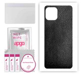 apgo Protective Skin Sticker for the back compatible with Motorola Edge 20 Lite, Wrap Film, Foil, Vinyl - Pattern Black Leather