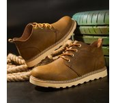 Botines de cuero a juego para hombre, botas de nieve de felpa de lujo para invierno, estilo retro, de caña alta, para conducir 38