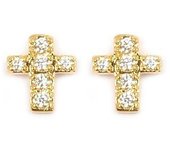 Les Trésors De Lily [M8936] - Pendientes chapados en oro 'Cruz' oro blanco - 7x6 mm oro