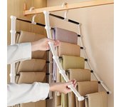 Perchas de acero inoxidable plegables para pantalones: ahorran espacio, organizadores de armario para jeans, leggings, pantalones, pantalones de vestir, construcción de metal duradera 5 Pole