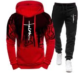 Otoño Invierno ropa de moda chándal hombres conjunto de 2 piezas sudaderas con capucha + Pantalones conjuntos Sudadera con capucha para hombre sudadera deporte Joggers pantalones de chándal traje S gris