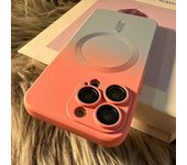 Funda de lujo con carga inalámbrica Magsafe mate para iPhone 16, 15, 14, 13, 12, 11 Pro Max Plus, parachoques magnético suave, cubierta de color degradado iPhone 16 Pro color rosa