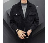 Chaqueta de manga larga para hombre de otoño, estilo coreano, informal, ajustada, para el trabajo, chaqueta de pana ajustada, tendencia de moda M negro