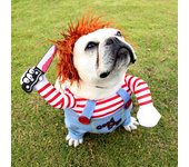 Ropa para perros y gatos de Halloween, disfraz divertido para mascotas, muñeco mortal Chucky, ropa de fiesta de cosplay, ropa elegante para festivales, ropa para gatos Chest 40-50cm
