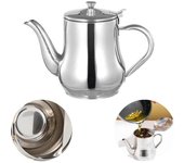 1 tetera de acero inoxidable para cocinar, olla portátil para el hogar, con filtro, tanque de almacenamiento de aceite de gran capacidad, olla espesa de 8 oz.