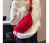 Bolso de pecho de moda rojo, bolso cruzado deportivo informal para hombres y mujeres, bolso de lona nuevo a juego coreano, bolso de cintura portátil simple