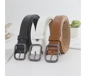 Cinturón negro estilo retro coreano con hebilla japonesa para mujer: versátil e ideal para jeans. blanco