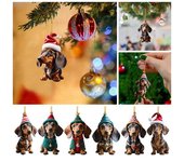 Colgante de árbol de Navidad con forma de perro, adorno colgante de acrílico para árbol de Navidad, decoración festiva del hogar B