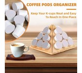 Estante de almacenamiento de cápsulas de café de bambú, organizador giratorio de 360 grados, gran capacidad, alta estabilidad, forma triangular, soporte para cápsulas de café