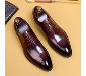 Zapatos Derby formales de negocios con cordones y punta de cuero negro genuino para hombre. Perfecto para bodas y novios británicos. 43 rojo vino