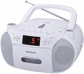 Reproductor de casetes y CD Ohm Denki AudioComm, radio portátil con toma de corriente y batería seca, pletina de casete, grabación y reproducción de cintas de casete, color blanco OHM RCD-320N-W blanco
