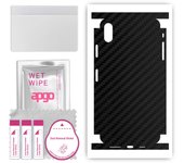 apgo Protective Skin Sticker for the back+sides compatible with Apple iPhone XS Max, Full Wrap Film, Foil, Vinyl - Pattern Carbon Black