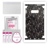 apgo Protective Skin Sticker for the back+sides compatible with Samsung Galaxy S10e, Full Wrap Film, Foil, Vinyl - Pattern Carbon Black Pixel