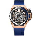 Reloj para hombre Mazzucato RIM Sub azul y oro rosa con esfera esquelética automática Dive SK2-RG 100M azul