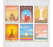 Lienzo impreso en HD, pintura artística de España, Hanoi, Holanda, China, Bubai, Sydney, carteles de paisaje de ciudades de viaje Vintage, imagen artística de pared 21cm×30cm NoFrame