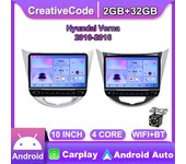 10 pulgadas para Hyundai Verna 2010-2016 con perilla de botón radio de coche multimedia carplay 2Din estéreo audio android video 2 + 32GB A