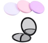 Espejo de maquillaje de mano de doble cara, mini espejo de maquillaje portátil de bolsillo plegable redondo para viaje, herramienta cosmética de belleza