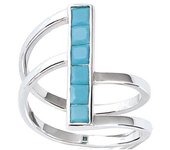 Bague Argent 'Boho' turquoise argenté (rhodié) - 20 mm 54