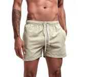 Pantalones cortos de verano a la moda para hombre, ropa deportiva multicolor, pantalones rectos, estilo playero, informales, para correr, pantalones de chándal con cordón de cintura elástica M blanco