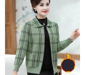 Chaqueta de terciopelo fina de manga larga para otoño e invierno para mujer Chaqueta elegante y delgada para personas de mediana edad y mayores XS