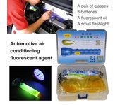 Kit de detección de fugas de aceite de coche con tinte de CA de alto rendimiento, linterna con gafas protectoras UV y baterías duraderas.