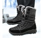 Botas de nieve invierno más zapatos de terciopelo para hombres botas de algodón botas altas para senderismo al aire libre zapatos de algodón gruesos de moda 38 negro