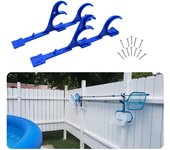 2 ganchos para colgar postes de piscina, soporte de plástico con tornillos para piscinas al aire libre, postes telescópicos, cepillos, mangueras de jardín