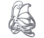 Bague Argent 'Papillon des Songes' argenté (rhodié) - 25 mm 52 plata