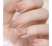 Juego de 24 uñas postizas acrílicas con diamantes para niñas, diseño de ballet 24pcs