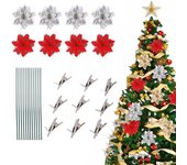 10 clips de resorte de flores de Navidad mini clips de metal elásticos inoxidables ligeros reutilizables sin deformación adorno de flores de árbol de Navidad fijo plata