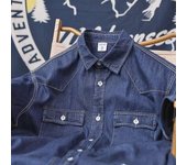Camisa vaquera holgada de manga corta de marca de moda retro japonesa de verano, camisa de trabajo artística juvenil, chaqueta de capas para hombre y mujer M azul oscuro
