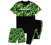 Pijama corto Minecraft para niños/niños Creeper 7-8 Years negro/verde
