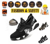 Zapatos de trabajo de seguridad con punta de acero, zapatillas informales transpirables para evitar perforaciones, zapatos protectores para hombres y mujeres 35 cool negro