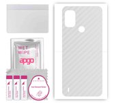 apgo Protective Skin Sticker for the back compatible with Nokia C21 Plus, Wrap Film, Foil, Vinyl - Pattern Transparent Carbon