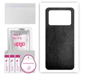 Adhesivo protector trasero apgo compatible con Xiaomi Poco M4 Pro, película protectora, lámina, vinilo - Patrón de cuero negro
