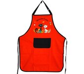 Les Trésors De Lily [R6802] - Delantal de cocina de algodón 'Gatos' rojo (¡Felinos el uno para el otro! ) - 90x70cm rojo