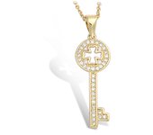 Les Trésors De Lily [L1807] - Colgante chapado en oro 'Clé de la Chance' (trébol) oro blanco - 35x10 mm oro