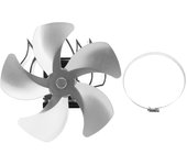 Ventilador de estufa de 5 aspas, de aleación de aluminio, silencioso, para colgar en la pared, con motor térmico plata