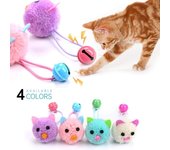 Juguete interactivo para gatos, campana con forma de cabeza de ratón de peluche, suministros para mascotas, 1 ud. color rosa