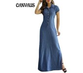 Vestido de verano para mujer, vestido camisero, falda con dobladillo con bolsillo abierto, vestido vaquero informal de gran tamaño S gris