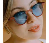 Gafas de sol redondas Retro para mujer, lentes de sol con contraste de colores, UV4, a la moda, con gradiente de océano transparente, gafas de sol de tendencia As the picture