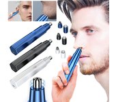 Recortador de pelo de nariz 2 en 1, recargable por USB, depilación eléctrica para hombres, cortapelos para nariz y oídos, maquinilla de afeitar, depiladora para mujeres azul